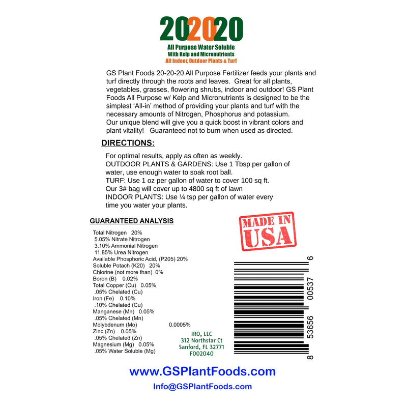 20-20-20 Plant Fertilizer by GS Plant Foods