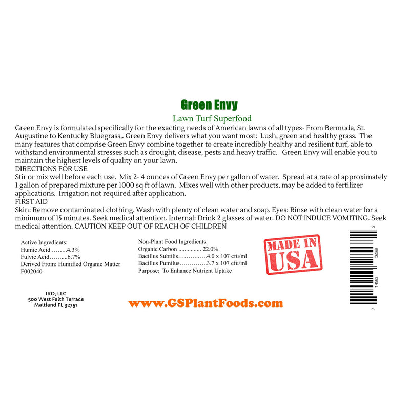 Green Envy- Lawn Turf Superfood, 1 Gallon Concentrate